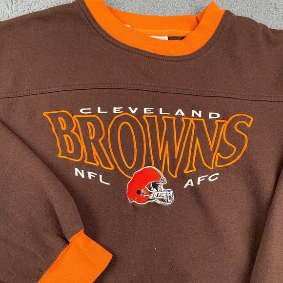 VINTAGE Cleveland Browns Sweatshirt Mens Medium Brown Crewneck